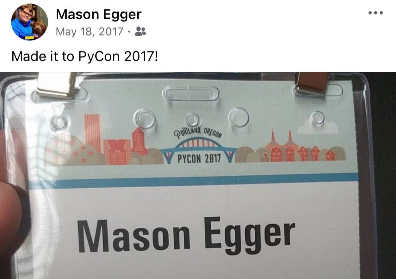 My PyCon 2017 badge